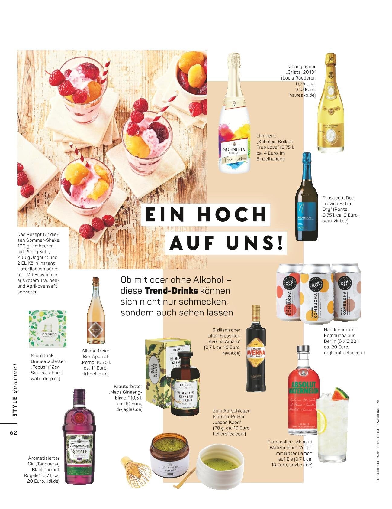 WOW! Die Gala empfiehlt als Trend-Drink POMP Bio-Aperitif Feinherb!