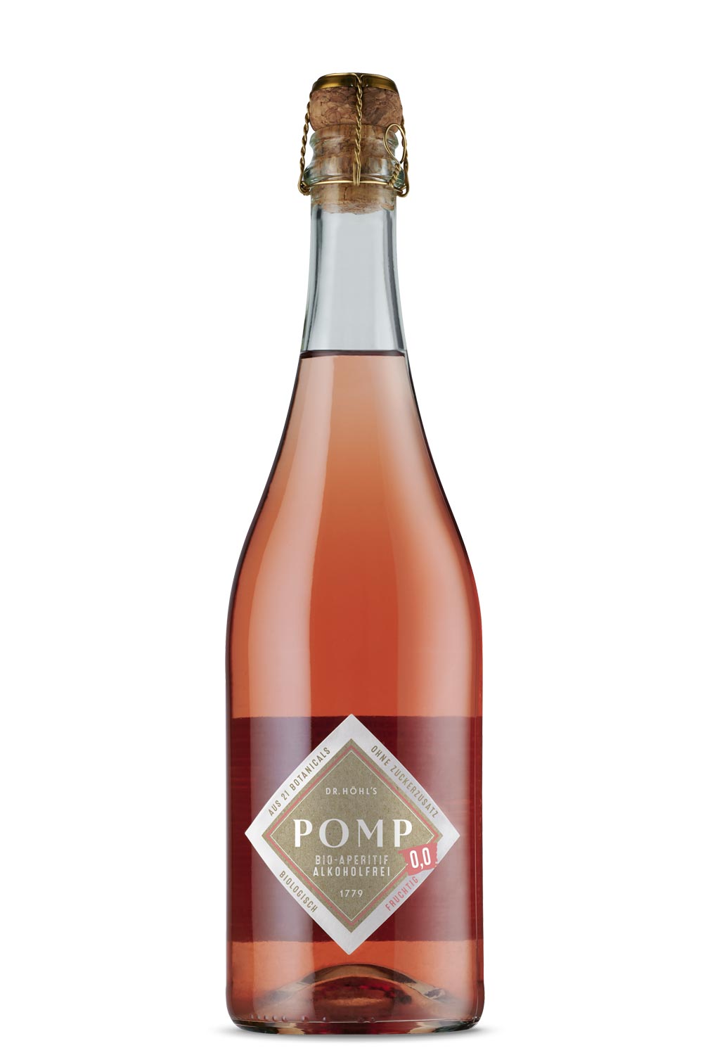 1 flasche rose sekt ohne alkohol mit minimalistischem design etikett