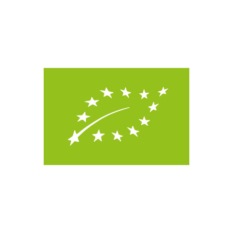 EU Bio Logo weißes Blatt auf grünem Hintergrund