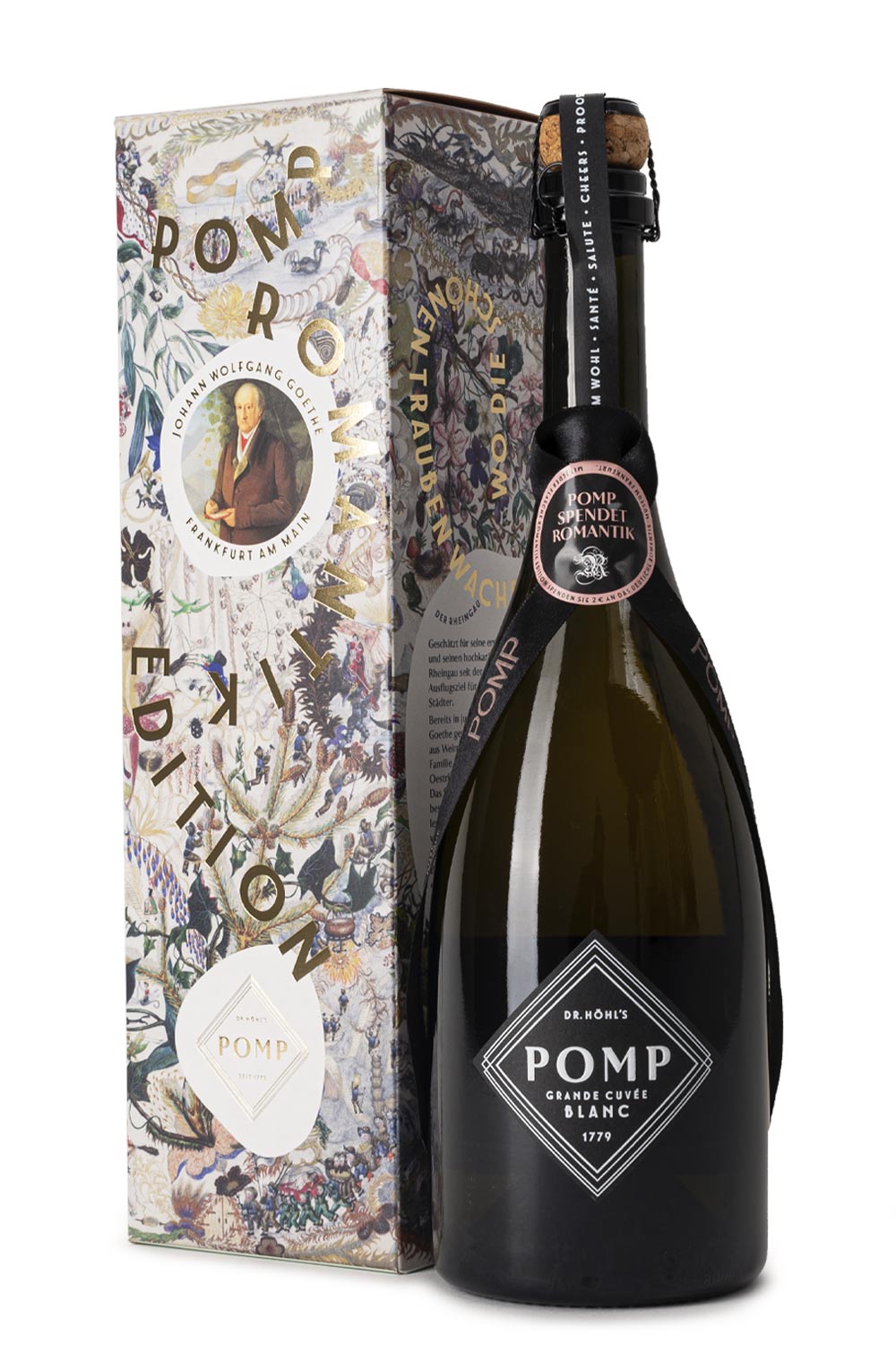 edle design sektgeschenkbox goethe edition mit einer flasche pomp blanc