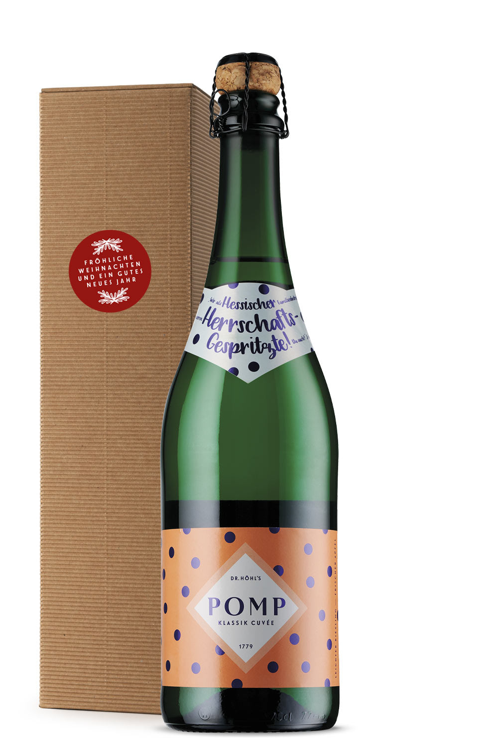 naturkarton sektgeschenkbox mit einer flasche sekt pomp klassik
