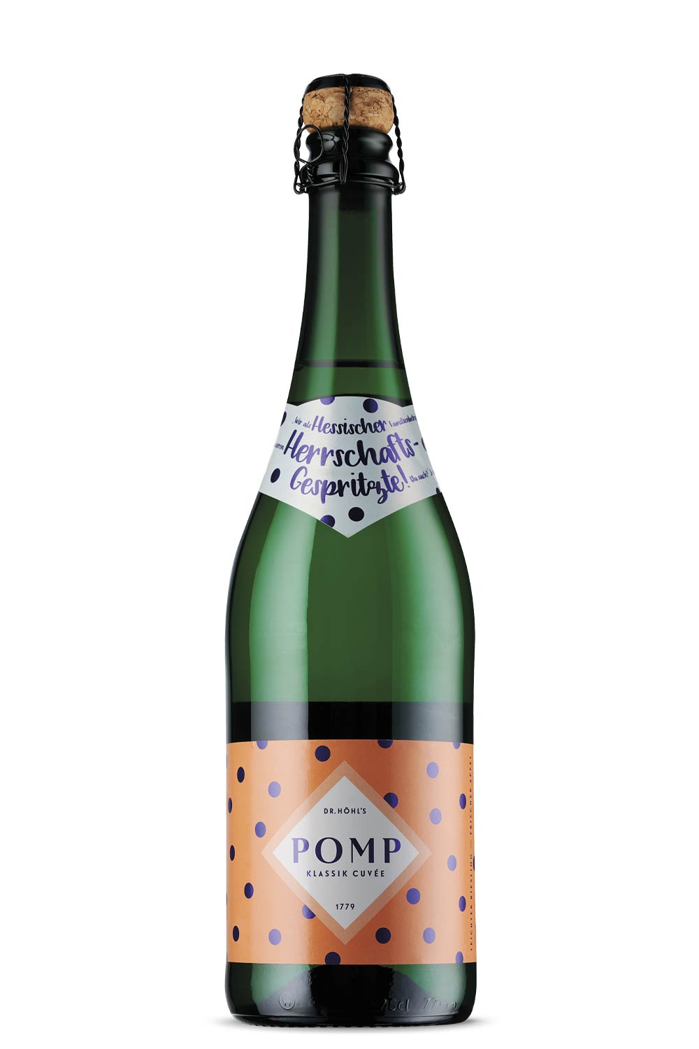 1 flasche sekt mit orangenem design etikett