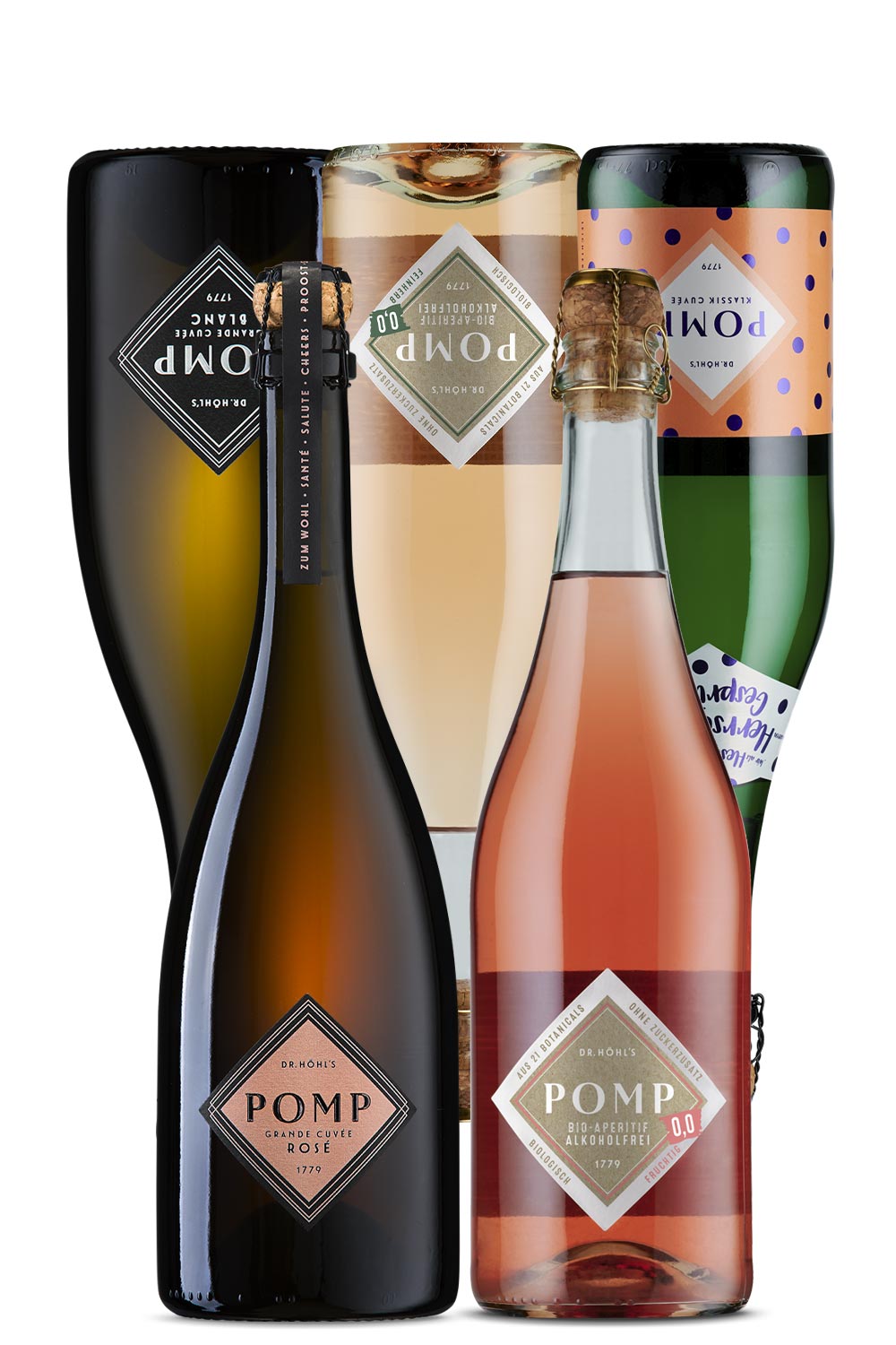 edles sekt tastingset der pomp kollektion mit und ohne alkohol