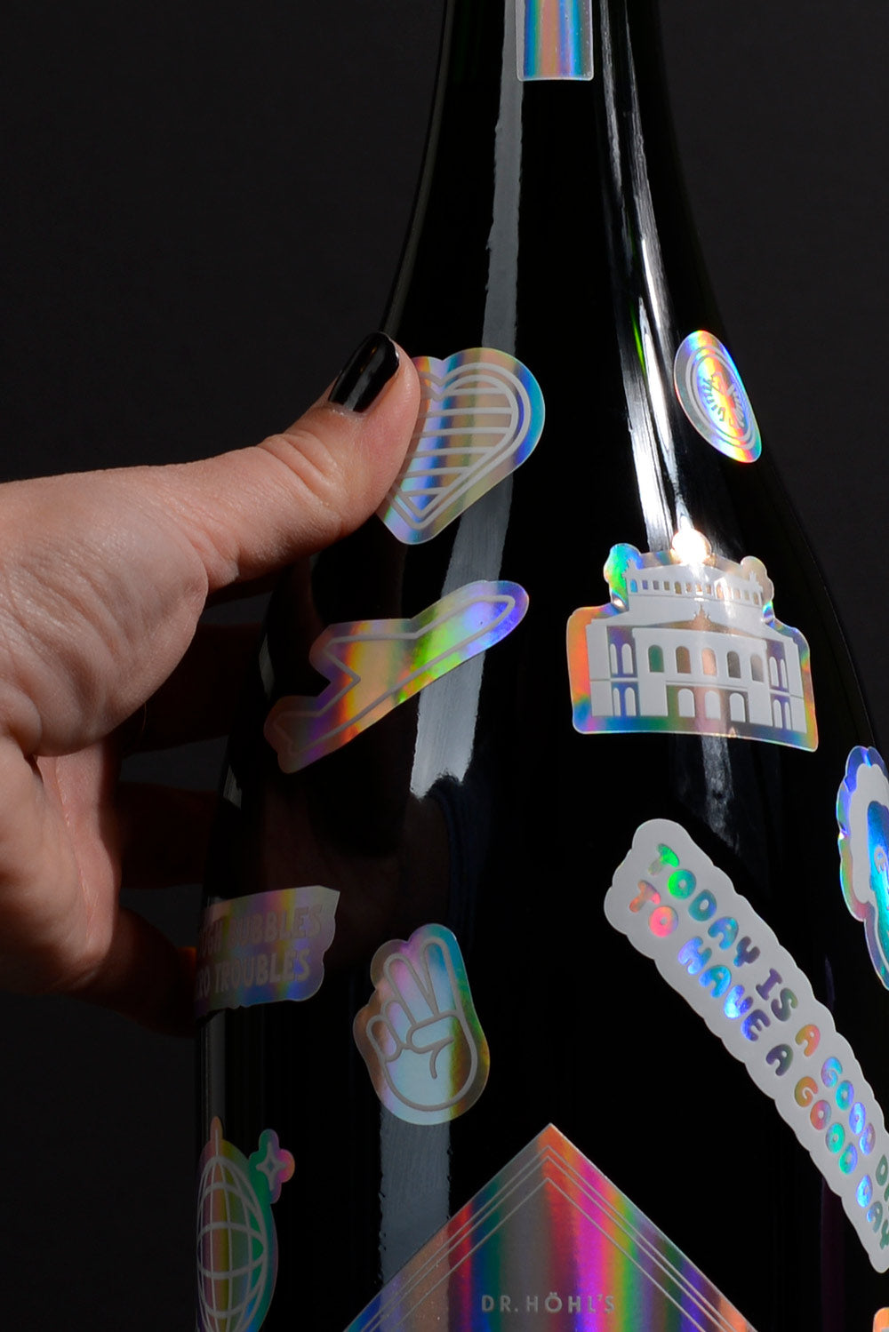 Stickerset für die Sektflasche zum Selbstbekleben