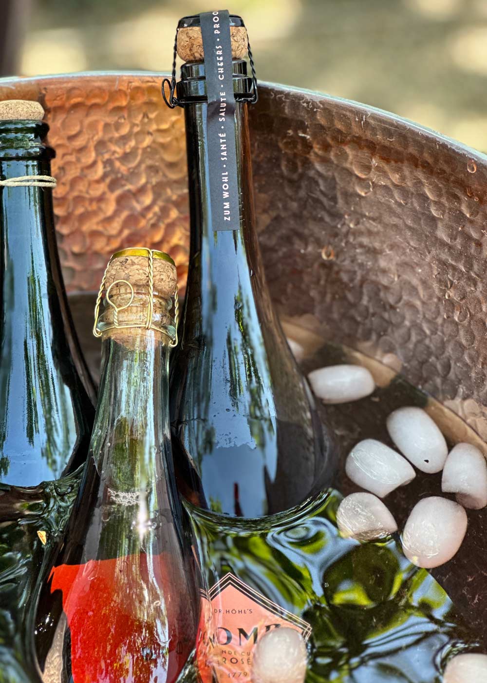 kupfer sektkühler mit rose sekt