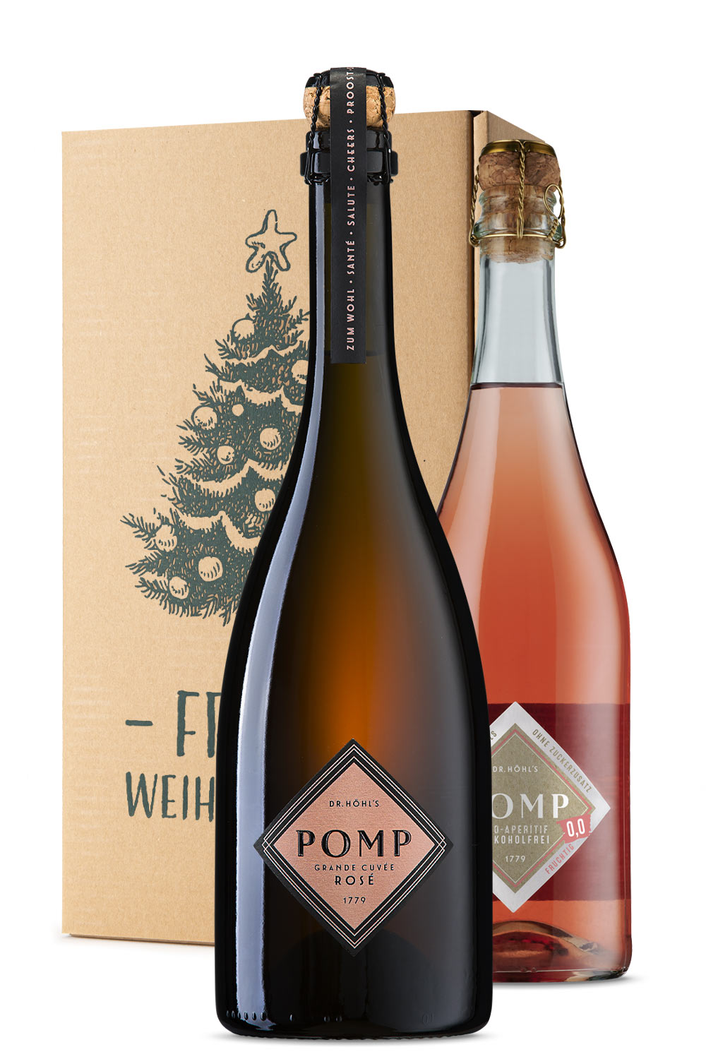Gourmet Geschenkbox „Frohe Weihnachten“ Rosé Cuvée Duo