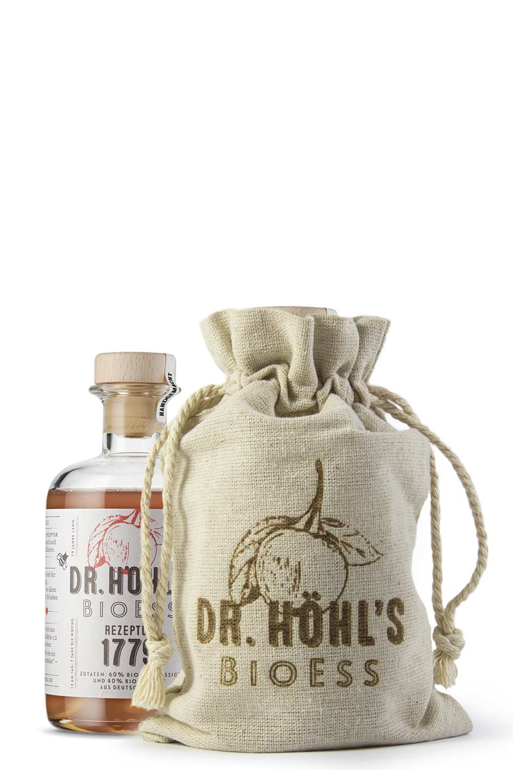 biogeschenk rezeptur 1779 flasche in natur leinen beutel mit gravur
