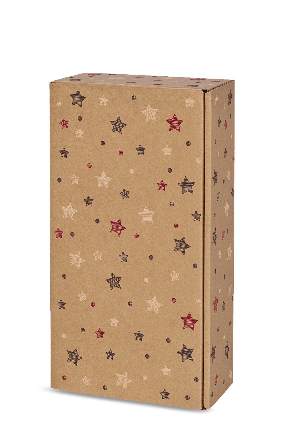 sekt geschenkbox natur karton mit sternen