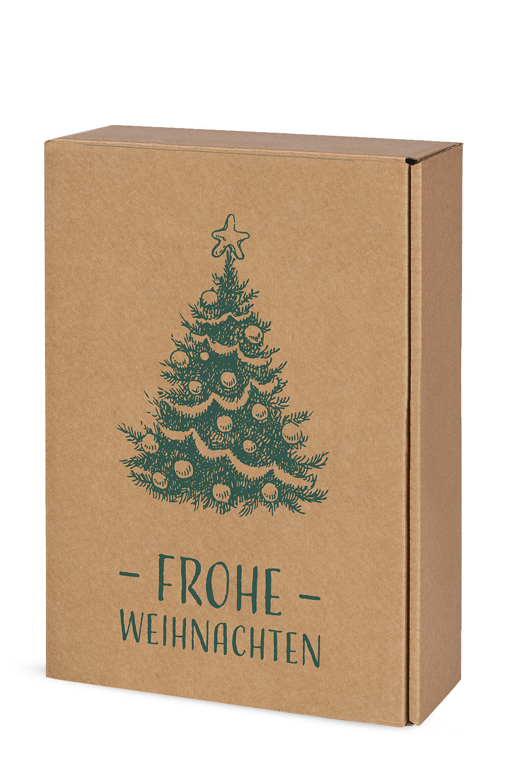 große sekt geschenkbox natur karton mit weihnachtsmotiv frohe weihnachten