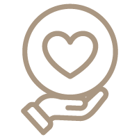 hand trägt herz in geschütztem kreis icon