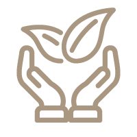 zwei schützende hände und blätter icon