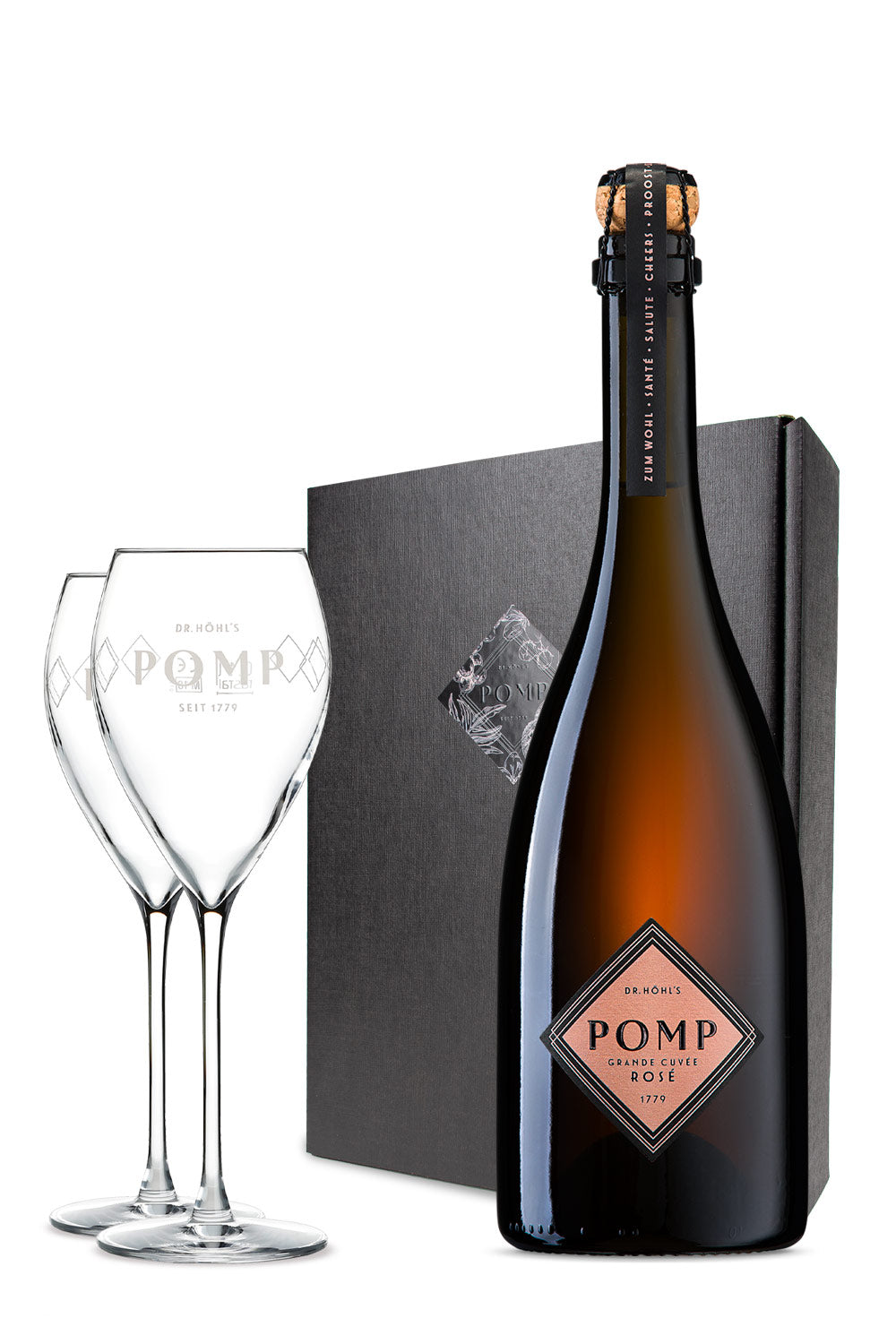 Premium Sektgeschenk Set Rosé mit Gläsern